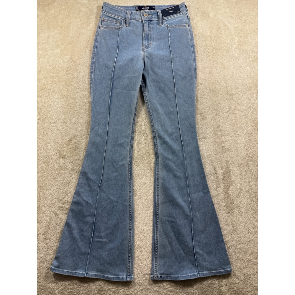 NWT Hollister Womens High-Rise Flare Stretch Blue Jeans 2S W26 Meas: 24x29.5